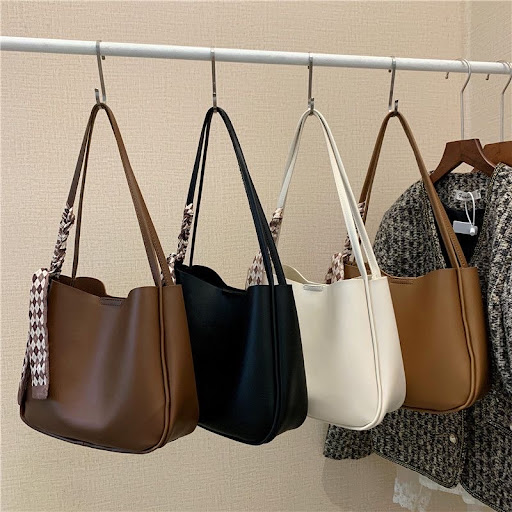 Sac à Épaule Cabas Femme Style Vintage - Cuir PU & Foulard Motif À Carreaux