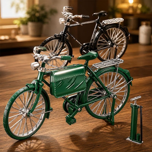 Kit de Vélo Rétro Miniature DIY à Assembler - Maquette Vintage 18cm avec Sacoche, Pompe & Outils (Jouet Éducatif & Objet de Collection)
