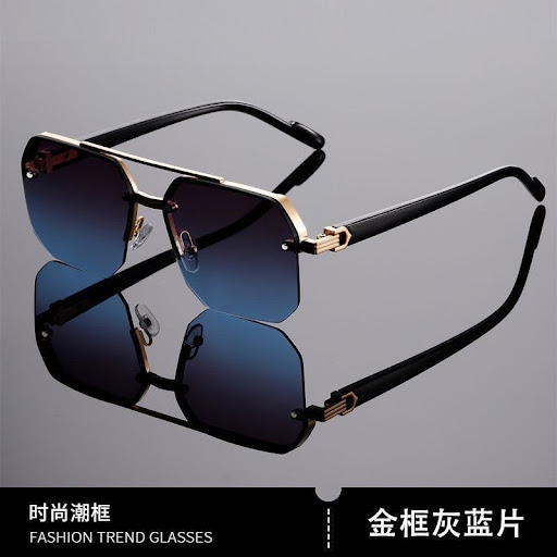 Lunettes de Soleil Tendance Sans Monture (Rimless) - Monture Dorée & Verres UV400