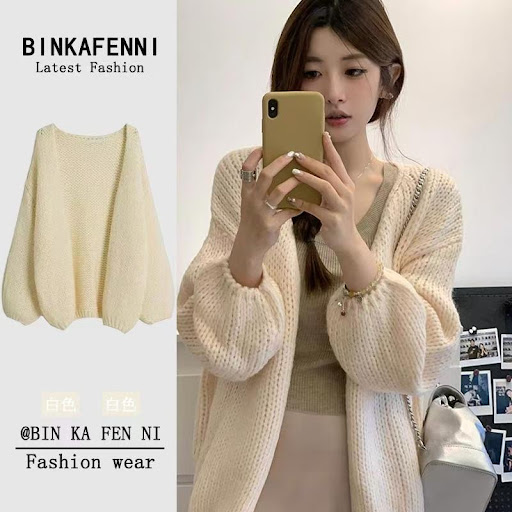 Gilet Cardigan Oversize en Maille Douce — Manches Lanternes & Coupe Cocooning