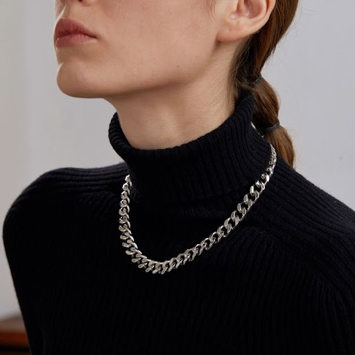 Collier Ras de Cou Maille Gourmette Épaisse — Look Vintage & Bold Style Ins