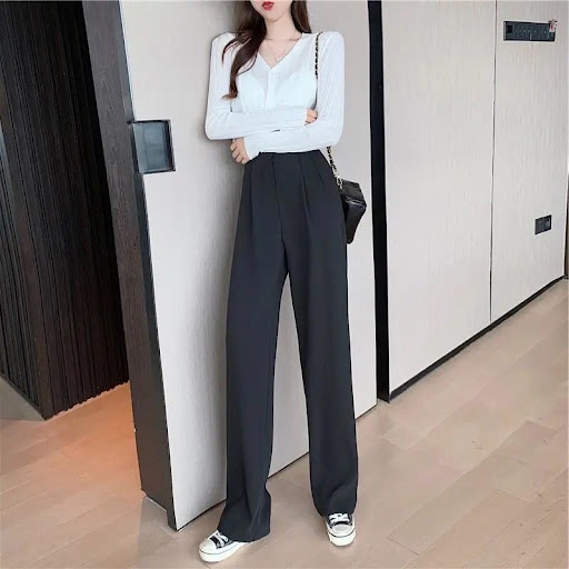 Pantalon Tailleur Fluide Taille Haute — Coupe Large & Élégante