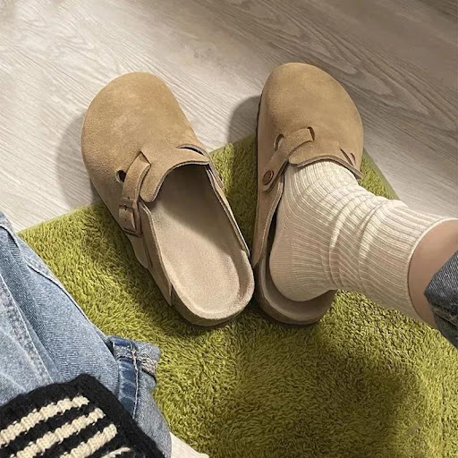 Mules / Sabots en Daim Suédé à Boucle — Style Birkenstock Boston