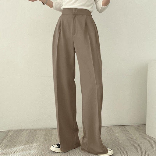 Pantalon Tailleur Fluid Large à Taille Haute — Coupe Droite & Tombant Impeccable (Multi-couleurs)