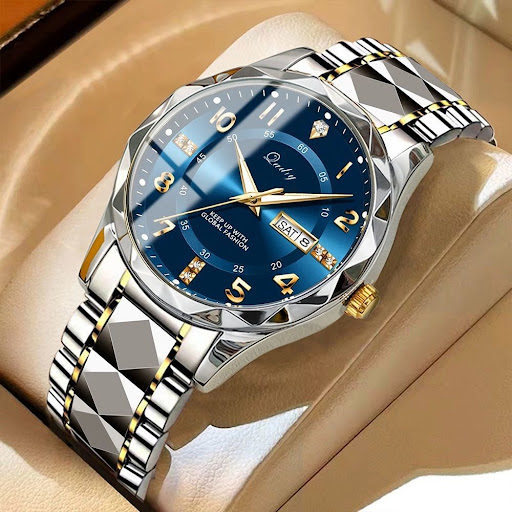 Montre Homme Élégance Quartz - Cadran Relief, Double Calendrier & Luminescente (30M Water Resistant)
