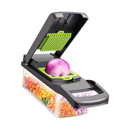 Coupe-Légumes Multifonction 14-en-1 avec Bac Égoutteur – Mandoline, Hachoir à Dés & Râpe de Cuisine