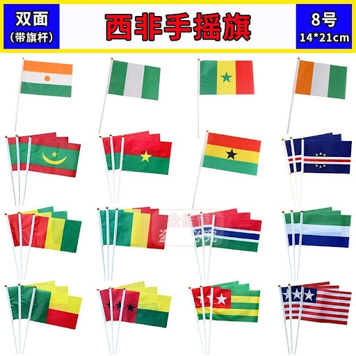 Mini Drapeau à Main Pays d'Afrique de l'Ouest (14x21 cm) – Drapeaux Nationaux Supporter & Événements (Côte d'Ivoire, Sénégal, Nigéria, Mali, Burkina Faso, etc.)