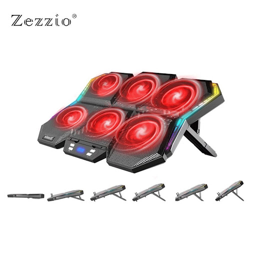 Refroidisseur pour PC Portable Gamer Zezzio ZLP-B6 - Support Ventilè RGB avec Écran LCD