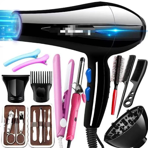 Kit de Coiffure Pro 10-en-1 - Sèche-Cheveux Ionique, Lisseur, Fer à Boucler & Accessoires