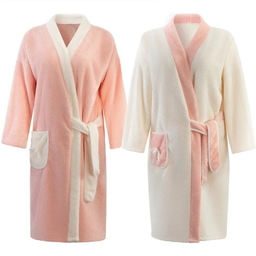 Peignoir Mi-Long Mixte en Polaire Relief Gaufré Doux & Chaleureux