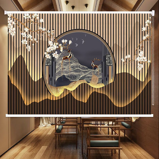 Store Enrouleur Motif Paysage Chinois Traditionnel & Zen