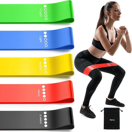 Jeu de 5 Bandes Élastiques de Musculation Loop Bands avec Pochette de Rangement