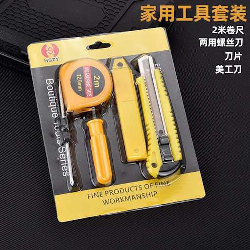 Kit Outillage de Bricolage Polyvalent 6-en-1 – Mètre Ruban, Tournevis Réversible et Cutter avec Lames