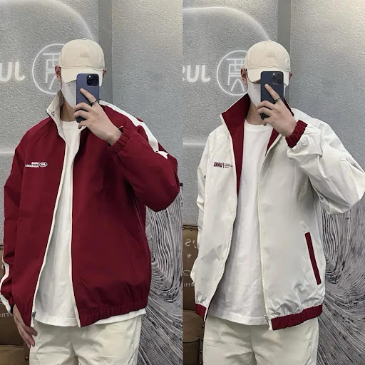 Veste Coupe-Vent / Imperméable Sportswear Double Face à Capuche et Col Stand (Style Casual & Loose)