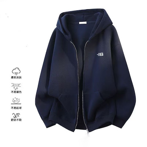 Sweat à Capuche zippé Unisexe Oversize Style Rétro / Casual (Intersaison & Hiver)